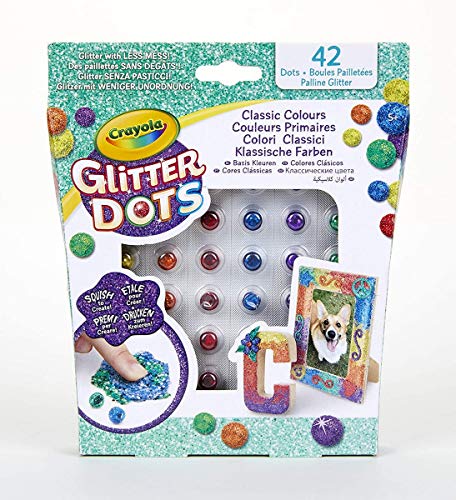CRAYOLA - Glitter Dots Assortiti, Set per Giocare e Creare con Il Glitter Modellabile, Colori Classici, Tropicali, Vivaci, 04-0803