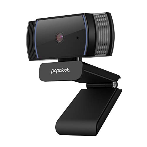 Papalook Webcam HD 1080p AF925 con messa a fuoco automatica, design pieghevole e girevole a 360°, microfono a riduzione del rumore, fotocamera USB per computer portatile, nero