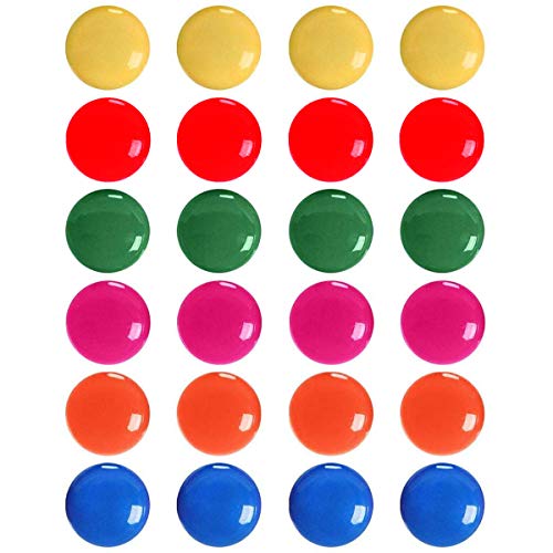 Magneti da ufficio, 24 pezzi colorati rotondi per frigorifero e lavagna magnetica per decorazione mappe, 6 colori