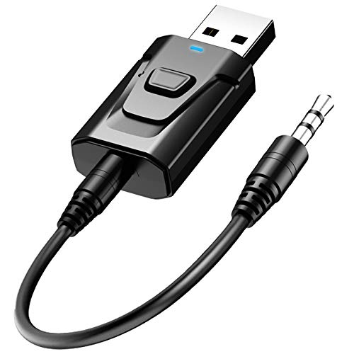 Aigoss Adattatore Bluetooth USB 2 in 1 Trasmettitore e Ricevitore, Bluetooth 5.0 con 3.5mm AUX Adattatore Plug And Play Portata 15M, Compatibile con Cuffie/Altoparlanti/TV/PC/Telefoni/Autoradio