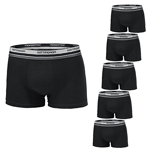 NOTTINGHAM Set 6 Paia Slip/Boxer Uomo Cotone Bielastico Nero Bianco Assortito (6 Paia Boxer Nero - 7 / XXL)