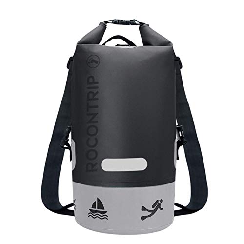 ROCONTRIP Borsa Impermeabile,Sacca Impermeabile da 10L/20L,Impermeabile con Zaino Dry Bag,Sacchetto Impermeabile,Waterproof Cinghia Regolabile Lungo Perfetto per Sport Acquatici,Camping(Nero, 10 L)