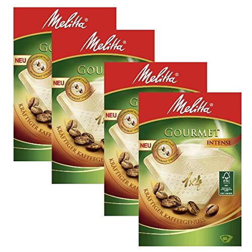 Melitta - 4 confezioni filtri caffè Melitta, gusto intenso, confezione da 80