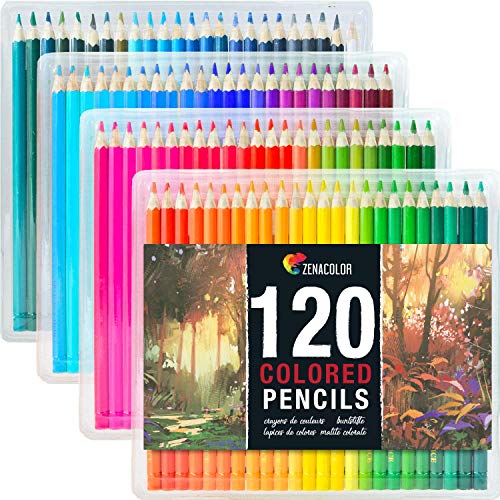 Set di 120 Matite Colorate da Zenacolor - 120 Colori Unici per Disegnare e Libri da Colorare Adulti - Facile Accesso con 4 Vassoi - Set Ideale per Artisti, Adulti e Bambini