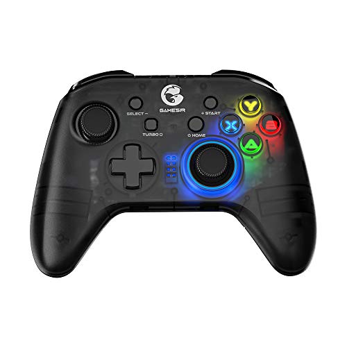 GameSir T4 PRO Controller di Gioco Wireless Bluetooth per Windows 7 8 10 PC/iOS/Android/Switch, Joystick Gamepad Ricaricabile per Giochi MFi, Design Semitrasparente con retroilluminazione a LED