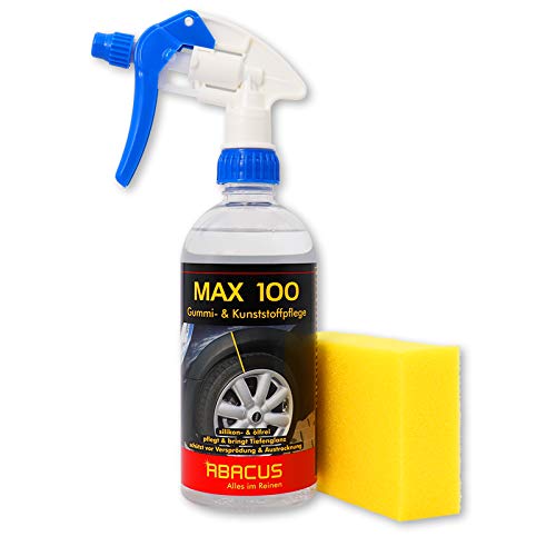 Abacus Max 100 - Detergente per la cura della gomma della plastica, con testina spray e spugna, 500 ml