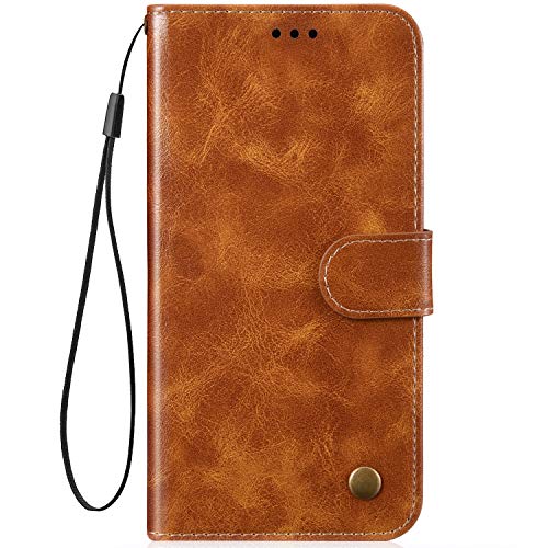 JCKHM Compatibile con Huawei Honor 8X Custodia Pelle Cover a libro Portafoglio Flip Case [Custodia in pelle tinta unita retrò con cordino] 360 gradi Anteriore e posteriore PU Cover Morbido,oro