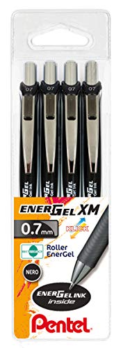 Pentel Energel XM Click BLN75 0,5 mm nero taschina  4 pz