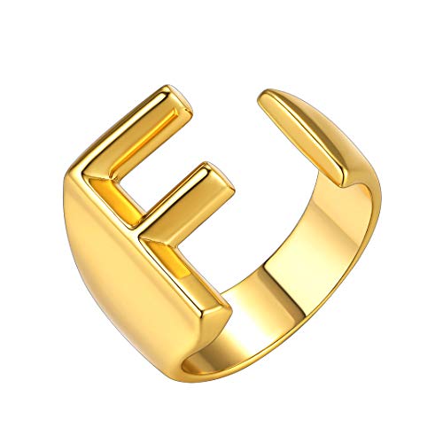 GoldChic Jewelry Anello Iniziale Aperto in Oro F da Donna, Anello Aperto Regolabile da Lettera captial a Z.