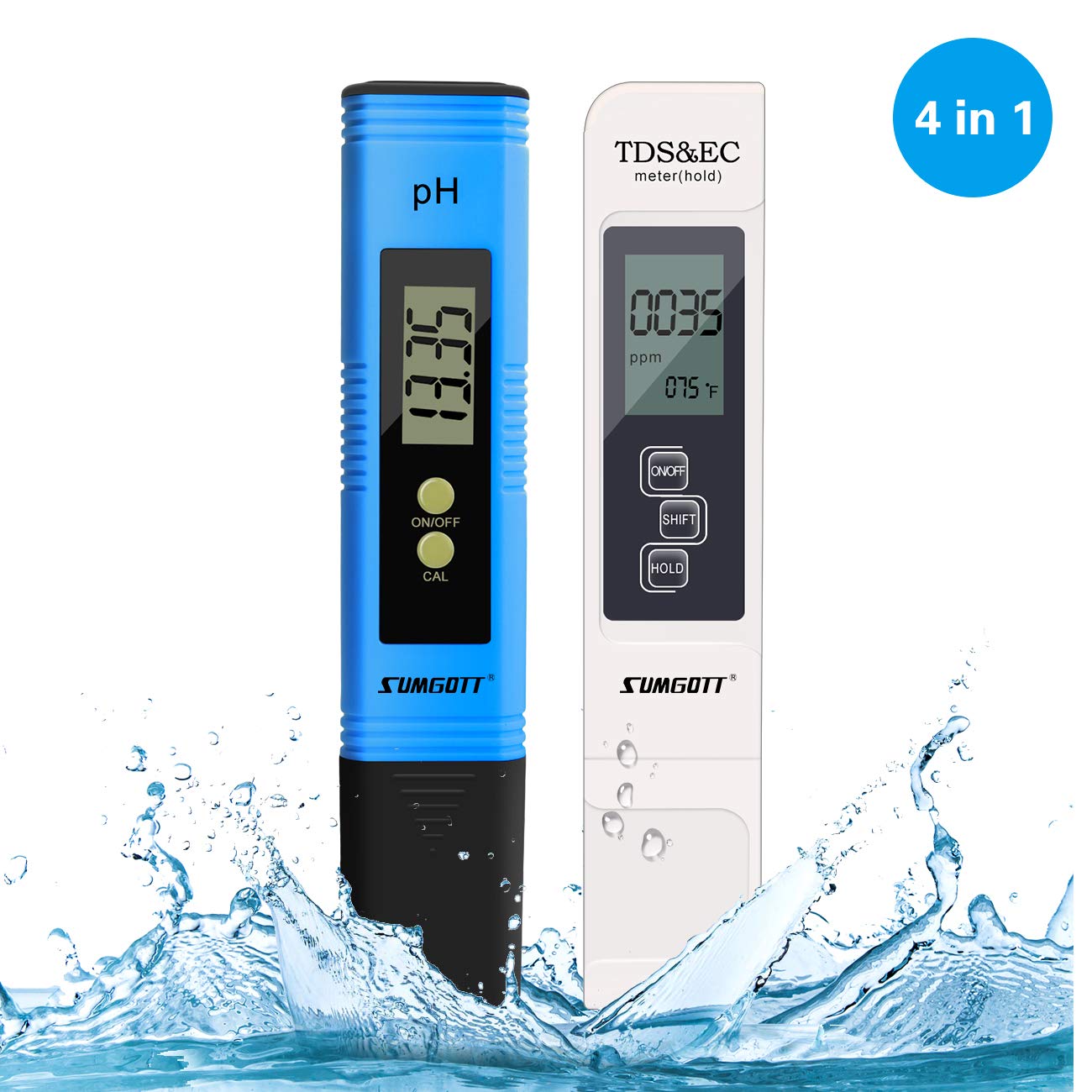 Misuratore Ph, PH Tester, misuratore ph acqua 4 in 1 PH/TDS&EC Temperatura Tester Misuratore Digital