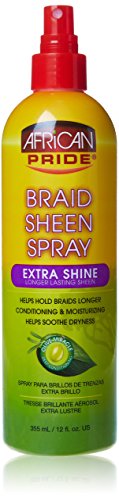African Pride Braid Sheen - Spray extra brillante per capelli, 355 ml