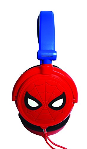 Lexibook HP010SP - Cuffie Stereo Bambini Spiderman, Design Spiderman, Potenza Sonora Limitata, Archetto Regolabile, Pieghevoli, Blu/Rosso