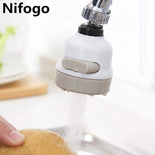 Nifogo Rubinetto rotante a 360, Dispositivo di risparmio idrico,adattatore rubinetto,per cucina, bagno, doccia(Bianco)