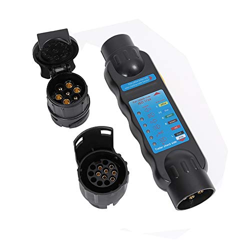 TAEUTO Tester Rimorchio 7 Poli, 12V Tester Luci Rimorchio 7 Poli, Tester Presa E Spina Rimorchio 7 Poli Luci Rimorchio Strumenti di Diagnostica Circuito di Cablaggio (Tester + 2 x Adattatore 7 13)