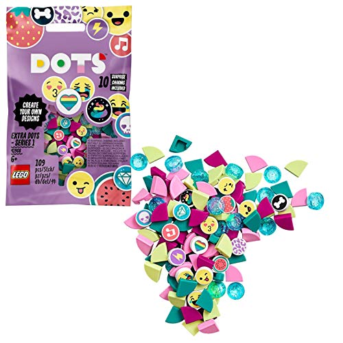 LEGO- Dots Extra Serie 1 Accessori con Elementi Glitterati, Traslucidi e Speciali per Cambiare il tuo Braccialetto o le tue Creazioni con Decorazioni Aggiuntive, per Bambini da +6 Anni, 41908