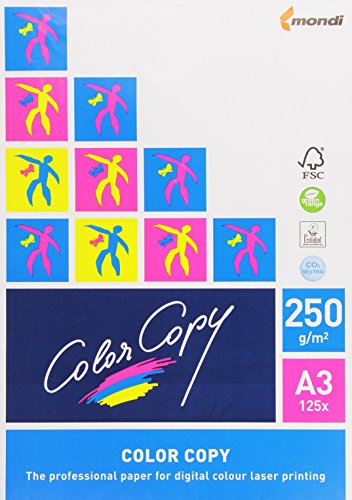 Mondi Color Copy Carta da Stampa, Formato A3, 250gr/mq, 1 Risma da 125 Fogli