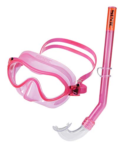 SEAC Baia, Set da Snorkeling con Maschera e Tubo, Sicuro e Resistente Unisex Bambini, Rosa, 4-8 anni