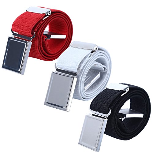 WELROG Cintura magnetica elastica per bambini - Ragazzi con cinturini elasticizzati regolabili Ragazze Cinture per bambini di AWAYTR (Rosso/Bianco/Nero)