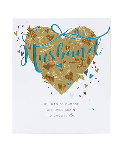 Biglietto di compleanno per marito – Biglietto di compleanno per lui – bellissimo design oro e turchese – Messaggio romantico