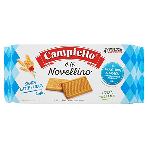 Campiello - Novellino, Biscotti Frollini, Senza Latte e Uova - 6 confezioni da 4 pezzi da 87.5 g [24 pezzi, 2100 g]