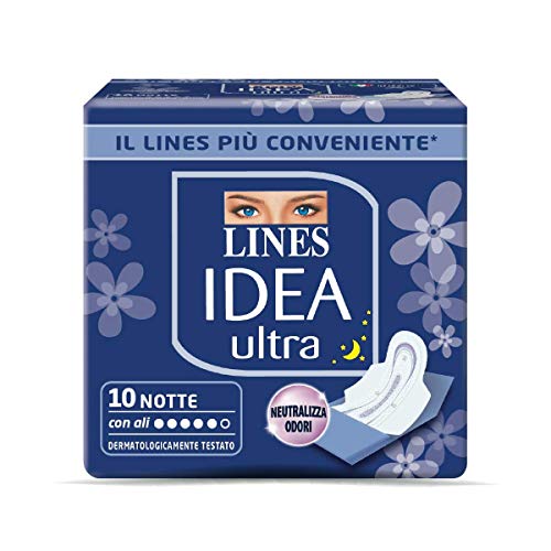 Lines Idea Ultra, Assorbenti Notte Con Ali, 10 Pezzi - 70 Gr