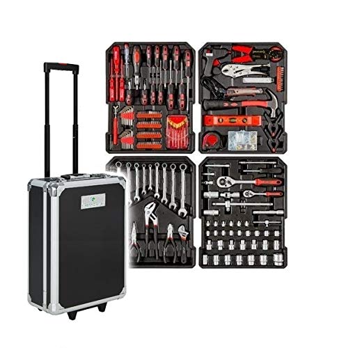 Cassetta attrezzi a Trolley Officina portatile con 187 utensili 4 Scomparti GrecoShop