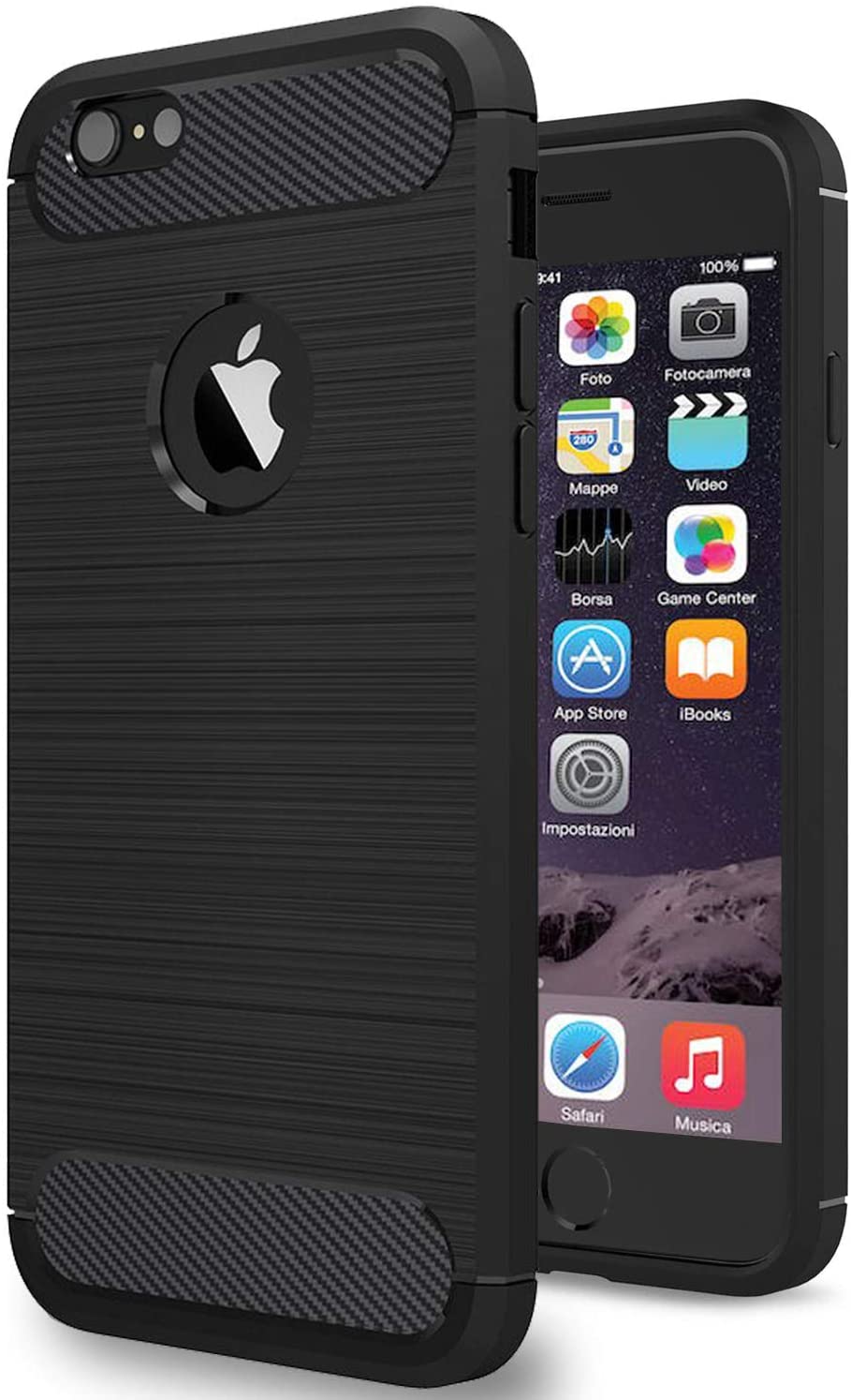 NEW'C Cover per iPhone 6/6s, con Urti Assobirmento e Fibra di Carbonio [Gel Flex Silicone] per iPhone 6/6S