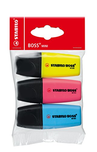 Evidenziatore - STABILO BOSS MINI - Pack da 3 - Giallo/Rosa/Blu
