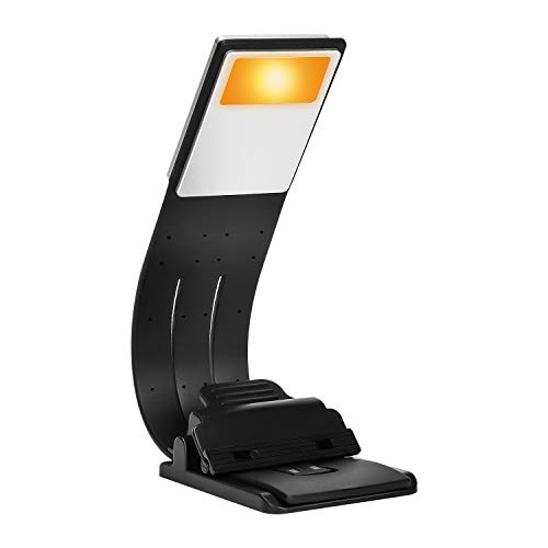 LUXJET® - Lampada da lettura a LED, ricaricabile, con clip e luce da lettura con luminosità regolabile, e-reader notturna, lampada da lettura con segnalibro con braccio flessibile (ambra)