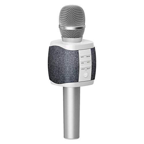 TOSING XR Microfono Karaoke Bluetooth wireless, volume maggiore 10W, più basso, 3-in-1 Microfono portatile con doppio altoparlante per iPhone/Android/iPad/PC (Grigio scuro)