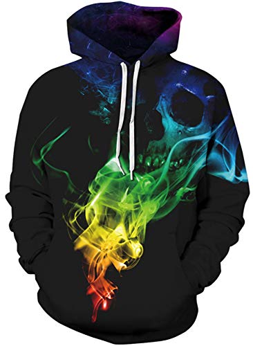 Loveternal Fumo Felpa Ragazzo 3D Stampato Smoke Hoodie Fresco Leggero Pull Girocollo Sweatshirt per Donna Uomo L