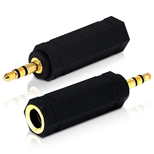 Mobi Lock Adattatore Stereo, Maschio a Femmina, Placcato in Oro da 3,5 mm (1/8 di Pollice) a 6,35 Millimetri (1/4 di Pollice) e Connettore Jack Audio (Confezione da 2)