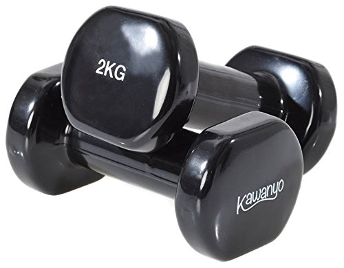 Kawanyo - Un paio di manubri in vinile per allenamento con i pesi, fitness e workout, 2 manubri corti resistenti, 2 x 2 kg.