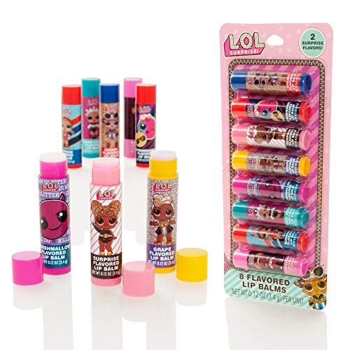 MGA Entertainment LOL Surprise Confezione da 8 Stick aromatizzati con balsamo per Labbra - Set da Donna Lip Gloss