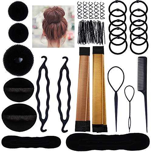 Lictin Ciambella Chignon Accessori Acconciature - Magic Bun Maker Chignon Facile per Capelli,Capelli Pins, Pastiglie, Schiuma, Sponge, Ciambella