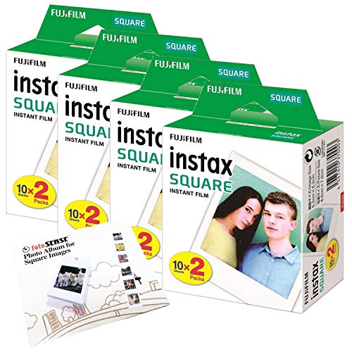 Fujifilm Instax Square, confezione di pellicola per fotocamera istantanea, 80 foto, con album da parete incluso (etichetta in lingua italiana non garantita)