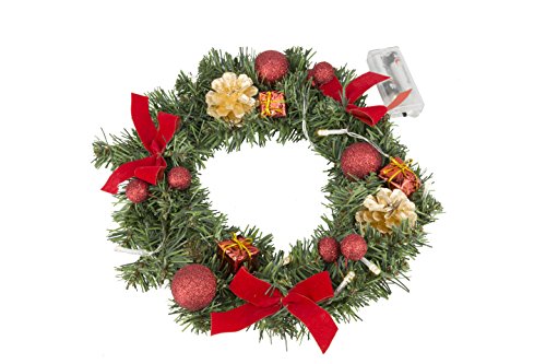 Best Season, ghirlanda natalizia, ca. 30 cm, decorata con 10 LED a luce bianca calda, in plastica, verde, 30 x 30 x 9 cm