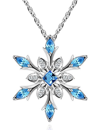 Murtoo Women Necklace Snowflake Pendant Necklace and Decorated with Crystal Gift for Women (Blu)
