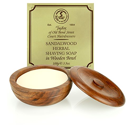 TAYLOR: sapone per rasatura legno sandalo in una ciotola in legno 100g