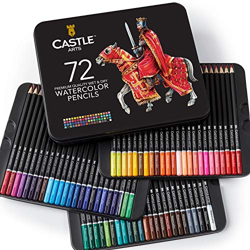 Scatola da 72 matite colorate Castle Art Supplies per libri da colorare per adulti o per il materiale scolastico dei bambini - Serie di matite con mina morbida per artisti dai colori vivaci