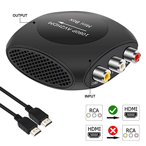 AMANKA Mini AV a HDMI Convertitore,Composito 1080P RCA CVBS a HDMI Adattatore Supporto con Dissipare il Calore Funzione,con Cavo di HDMI Cable per TV PC PS3 Xbox STB DVD ecc...