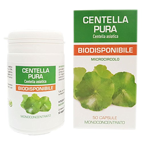 Centella Asiatica Pura Naturpharma 50 Vegan capsule da 450 mg di Estratto Puro Titolato al 20% in asiaticoside | Senza Glutine Senza Lattosio Vegan Approved e capsule in gel vegetale