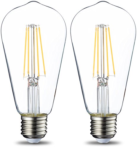 AmazonBasics Lampadina LED E27 Vintage Edison, ST64, 64, 7W (equivalenti a 60W), Filamento - Pacco da 2