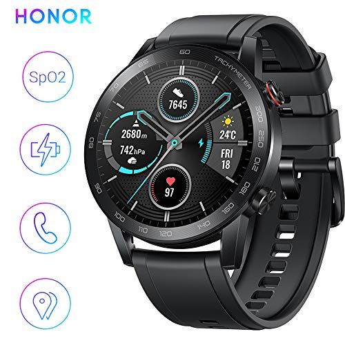 HONOR Smartwatch Magic Watch 2 Orologio Fitness Tracker Uomo Donna Smart Watch, 5 ATM Smart Watch Cardiofrequenzimetro da Polso Pressione Smartband, GPS, 46 mm, Chiamata Tramite Bluetooth, Matte Black