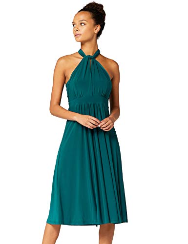 Marchio Amazon - TRUTH & FABLE Vestito Midi Halter Donna, Verde (Green), 48, Label: XL