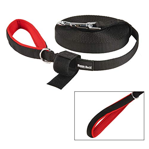 Kaka mall Guinzaglio per Cani Lungo da Addestramento Cane Taglia Grande Medio con Manico Dog Leash Morbido Imbottito Anti -Scivolo Anti-Masticare Non Facile da Nodi (Nero, 10m)