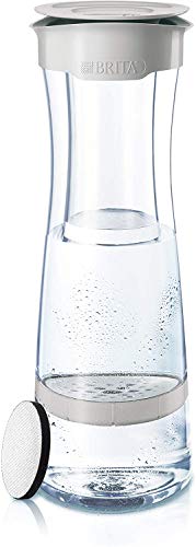 Brita Fill&serve Mind - Caraffa filtrante per acqua, con 4 MicroDisc, colore: Bianco/Grigio, SAN/Tritan/ASA, grigio chiaro, 10 x 10 x 28,5 cm