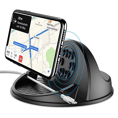 Supporto di ricarica wireless da auto 10W Caricatore portatile da auto con QC 3.0 Supporto per auto in silicone antiscivolo compatibile con smartphone iPhone Samsung Android dispositivi GPS e altro