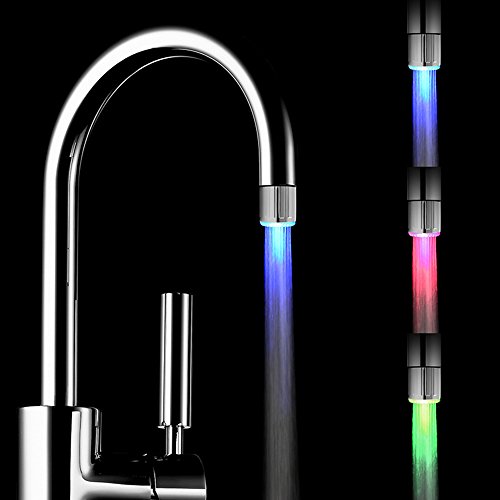 2 pezzi Acqua rubinetto LED colorato con 3 colori che cambiano Termica, YoMaris RC-F03 Flusso d'acqua del rubinetto di rubinetto per cucina e bagni.
