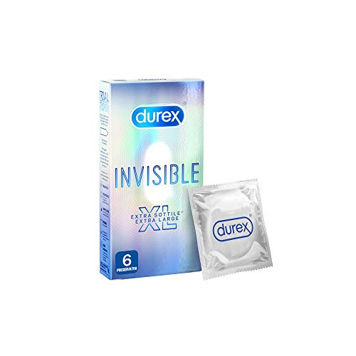 Durex Invisible Preservativi Ultrasottili ad Alta Sensibilità XL, Extralarge, 6 Profilattici